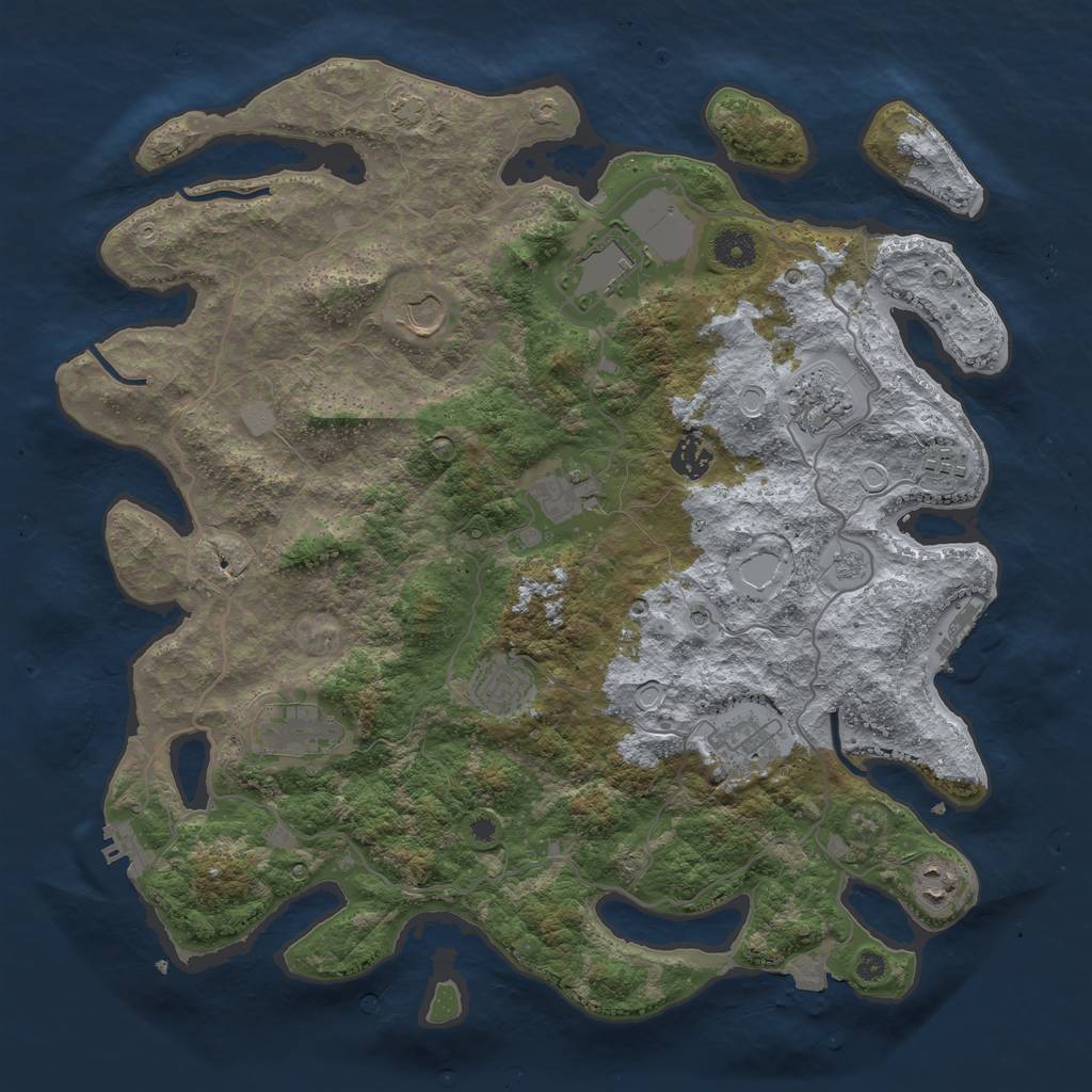 Rust Map: Procedural Map, Size: 4000, Seed: 8675300, 18 Monuments