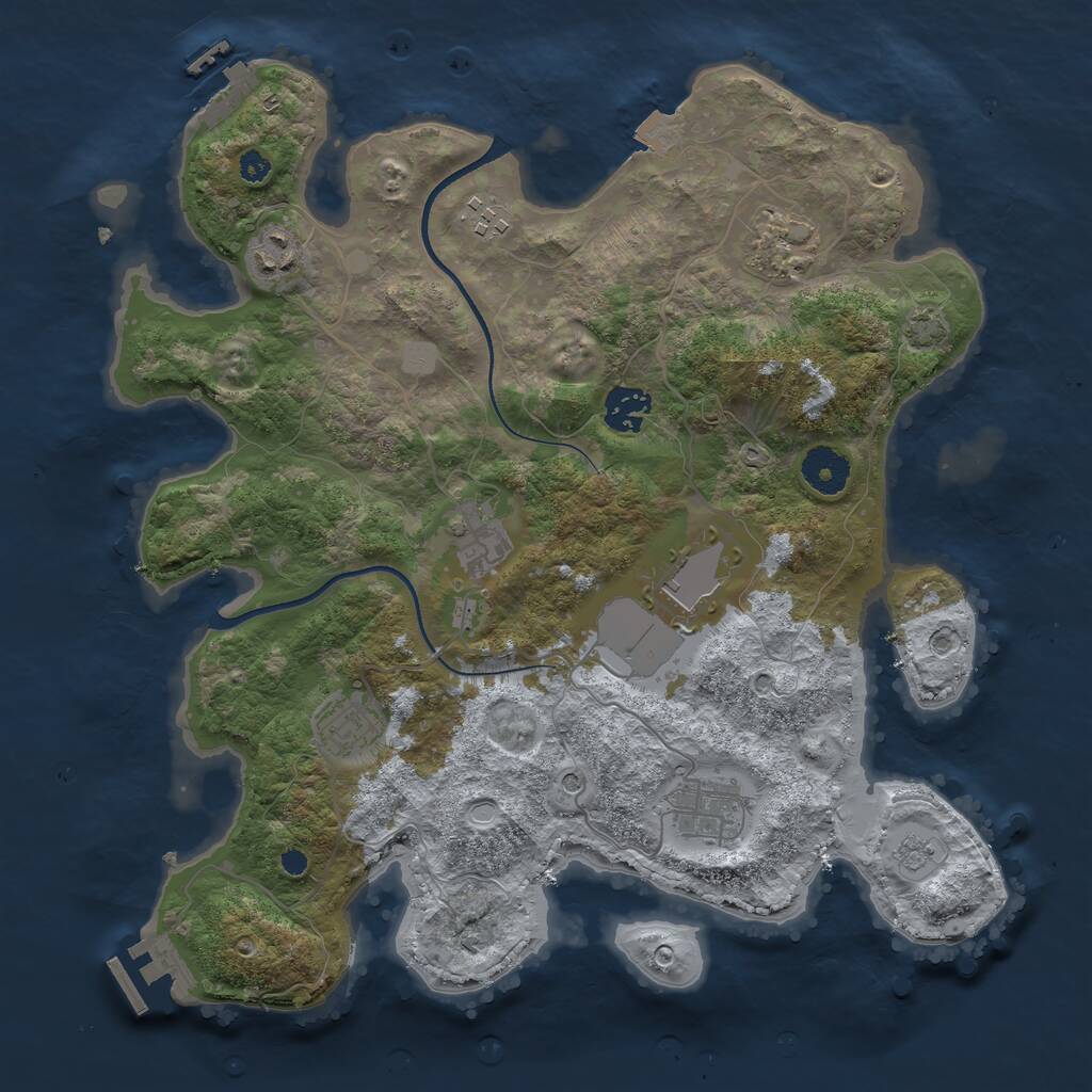 Rust Map: Procedural Map, Size: 3500, Seed: 305216284, 14 Monuments