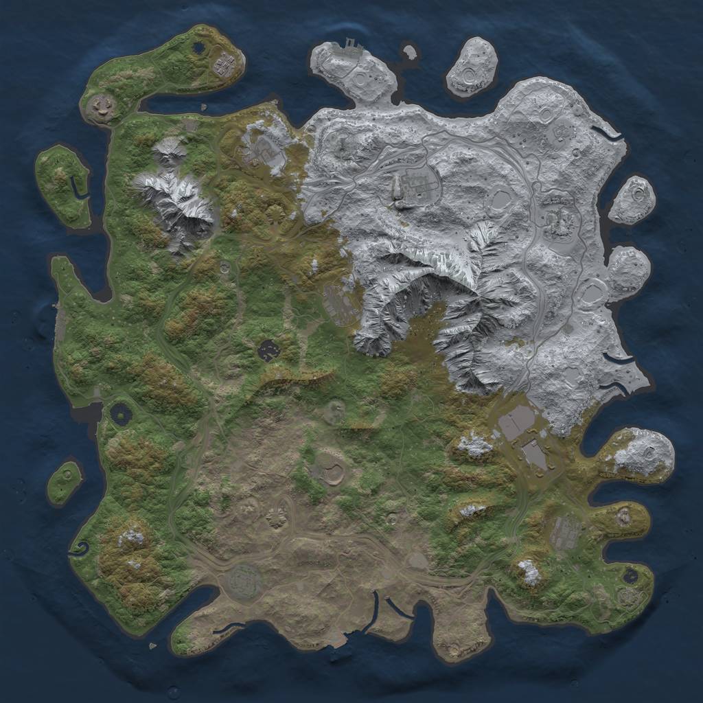 Rust Map: Procedural Map, Size: 5000, Seed: 4587376, 19 Monuments