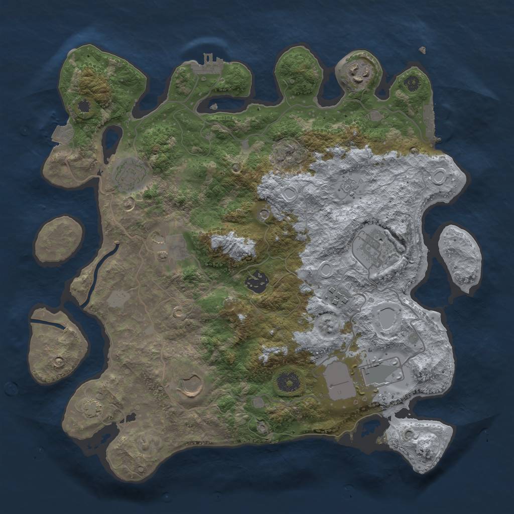 Rust Map: Procedural Map, Size: 3500, Seed: 3277108, 16 Monuments