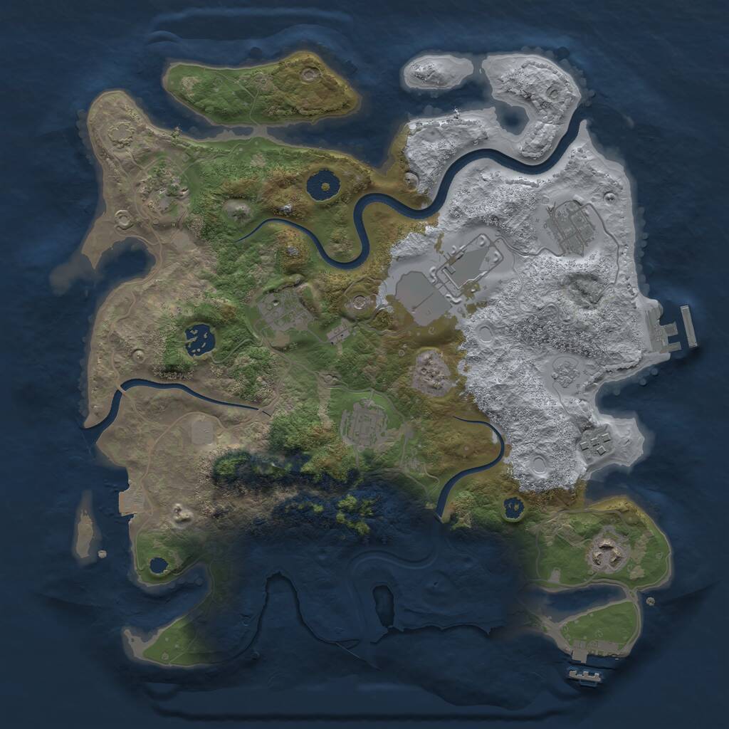 Rust Map: Procedural Map, Size: 3500, Seed: 5365333, 14 Monuments