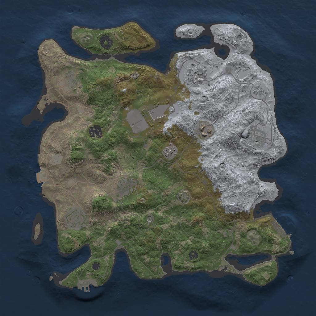 Rust Map: Procedural Map, Size: 3500, Seed: 5365333, 17 Monuments