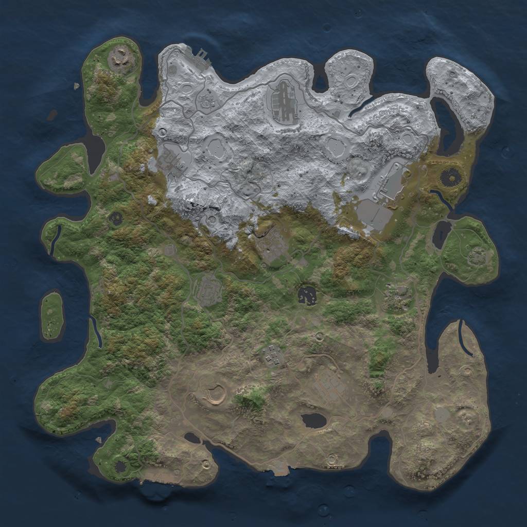 Rust Map: Procedural Map, Size: 4000, Seed: 956513821, 19 Monuments