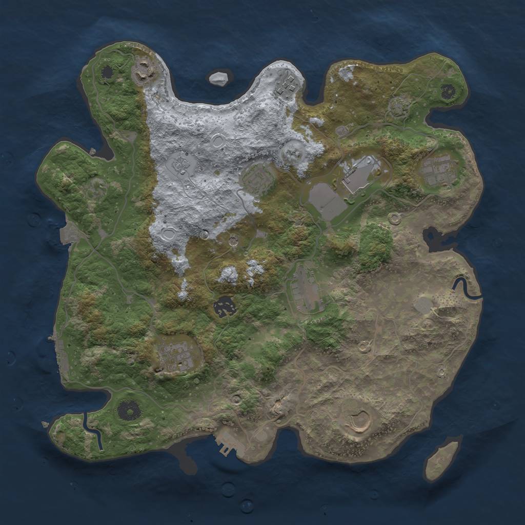 Rust Map: Procedural Map, Size: 3600, Seed: 84153750, 17 Monuments