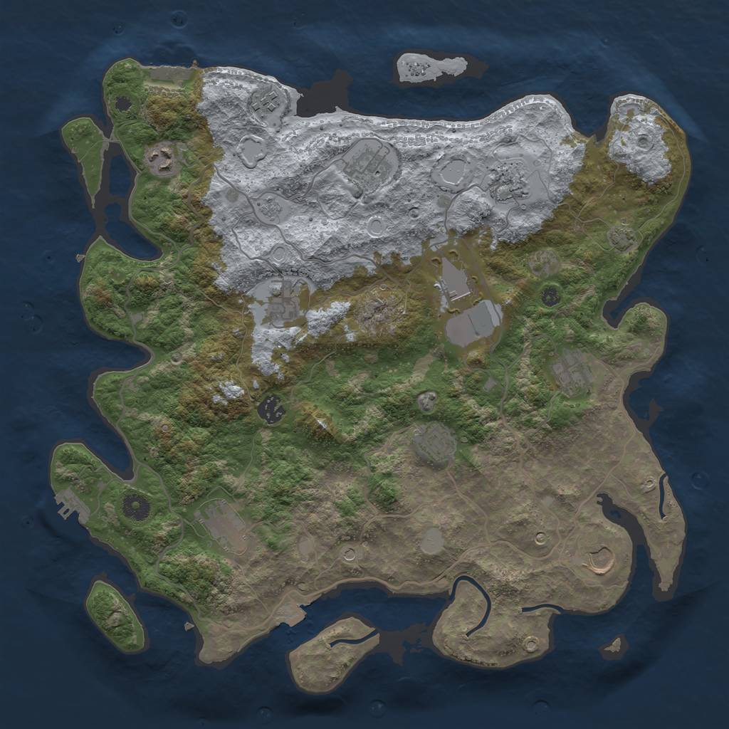 Rust Map: Procedural Map, Size: 4000, Seed: 126403028, 19 Monuments