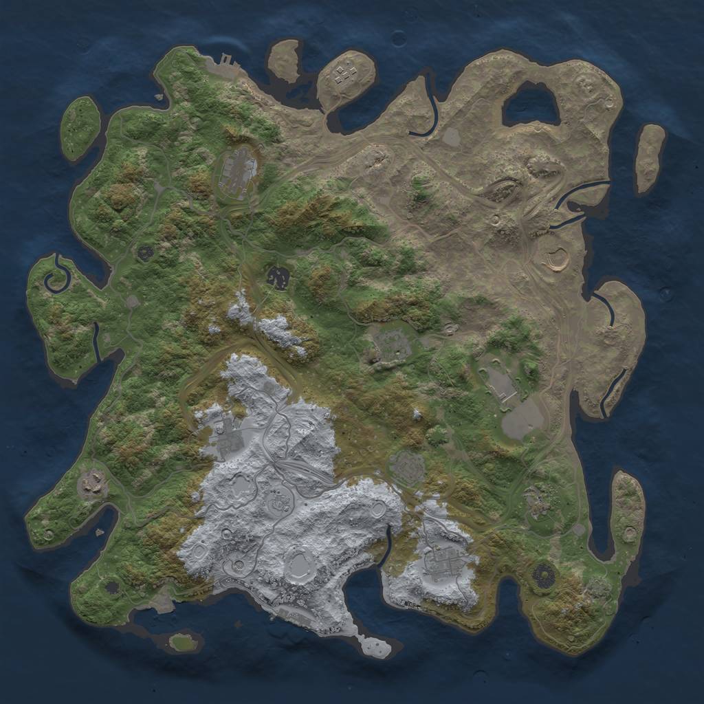 Rust Map: Procedural Map, Size: 4500, Seed: 492416385, 19 Monuments