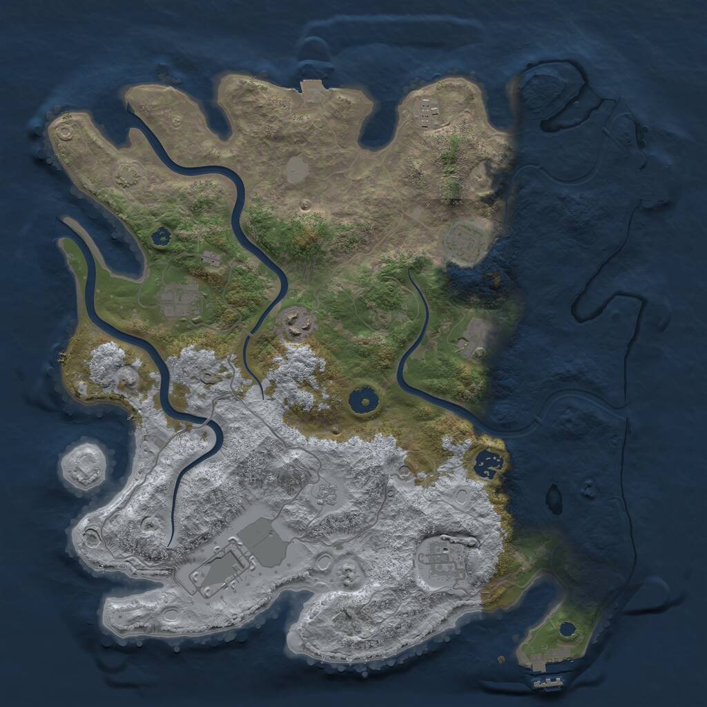 Rust Map: Procedural Map, Size: 3800, Seed: 21663293, 14 Monuments
