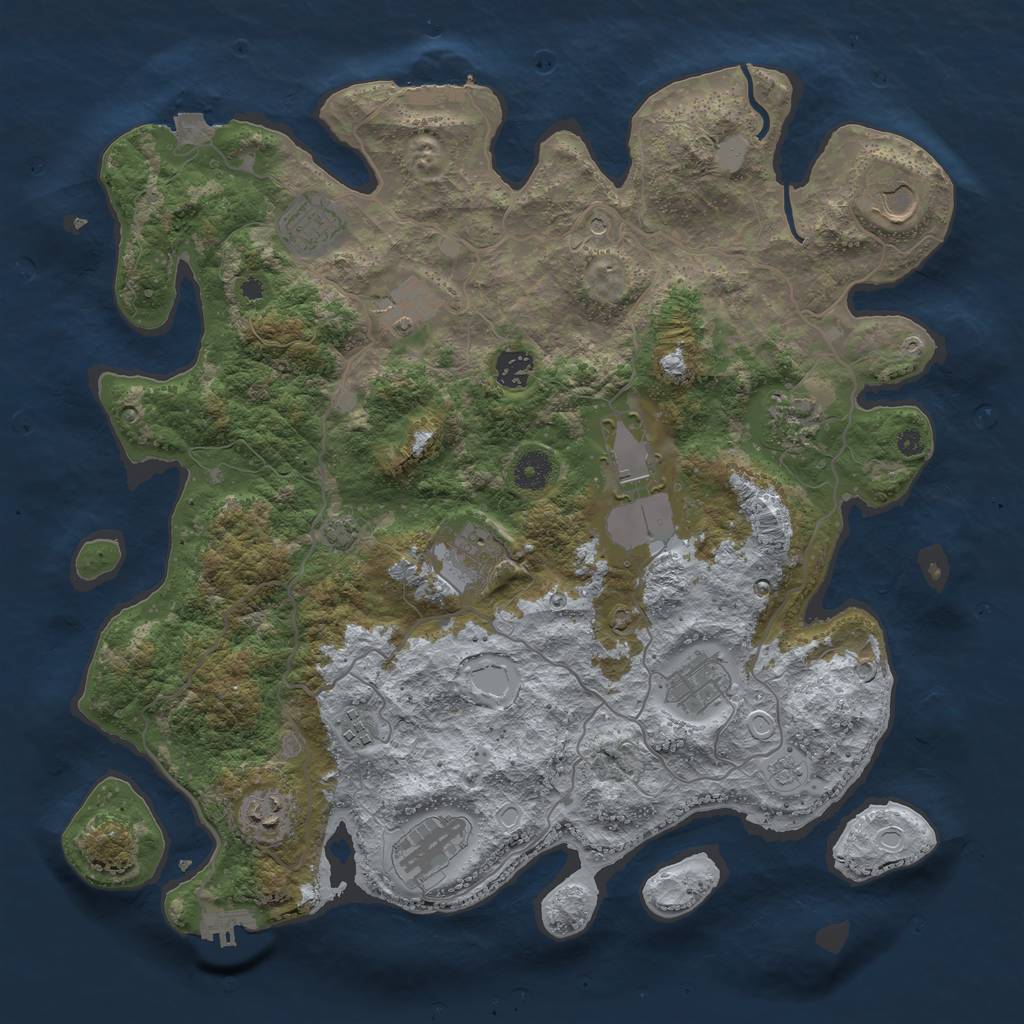 Rust Map: Procedural Map, Size: 4000, Seed: 54654646, 19 Monuments