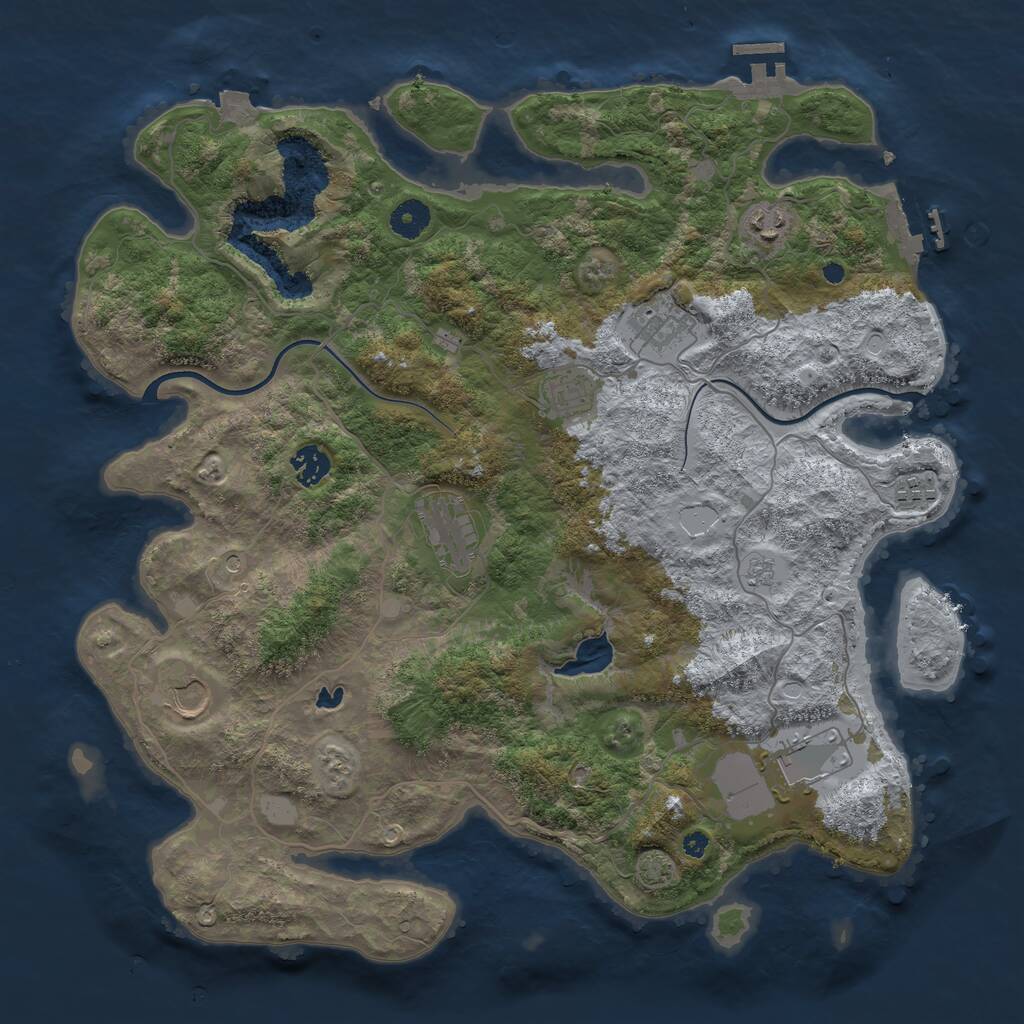 Rust Map: Procedural Map, Size: 4000, Seed: 2818733, 14 Monuments