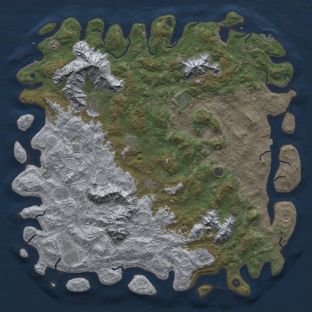 Rust Map: Procedural Map, Size: 6000, Seed: 731295670, 19 Monuments