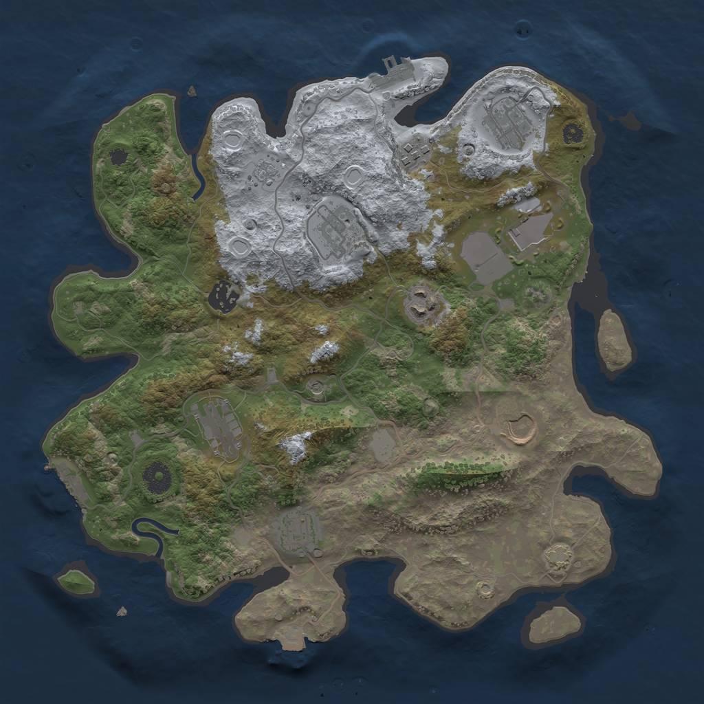 Rust Map: Procedural Map, Size: 3500, Seed: 414245246, 17 Monuments