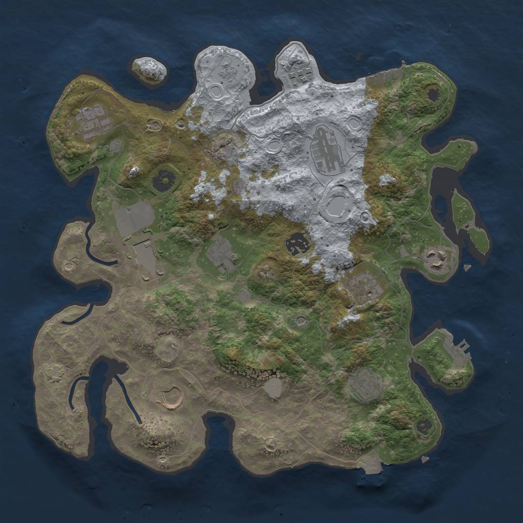 Rust Map: Procedural Map, Size: 3500, Seed: 2137675129, 18 Monuments