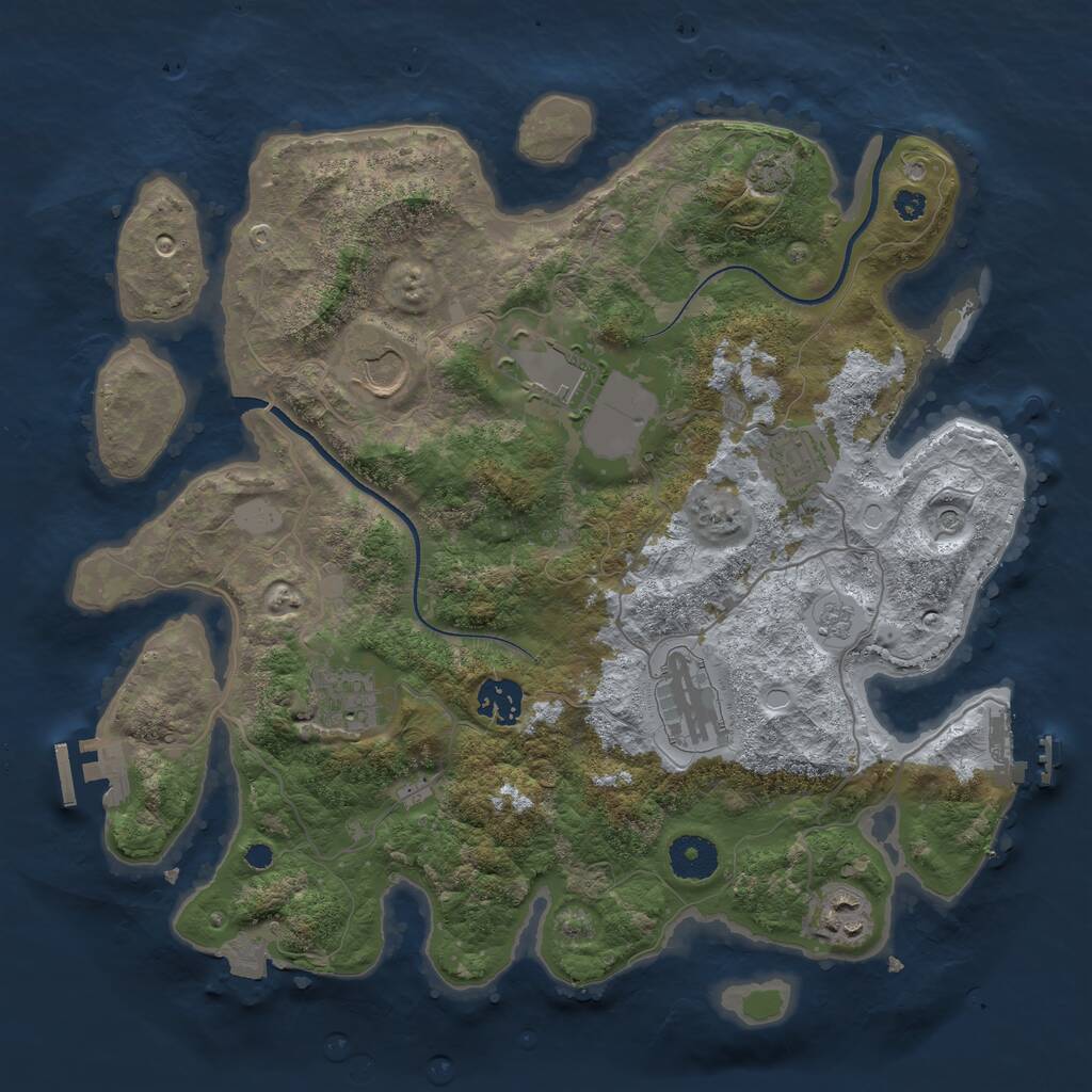 Rust Map: Procedural Map, Size: 3500, Seed: 2145043555, 13 Monuments