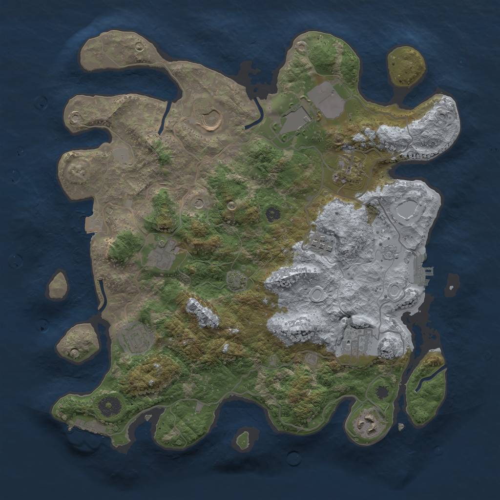 Rust Map: Procedural Map, Size: 3500, Seed: 1256476430, 16 Monuments