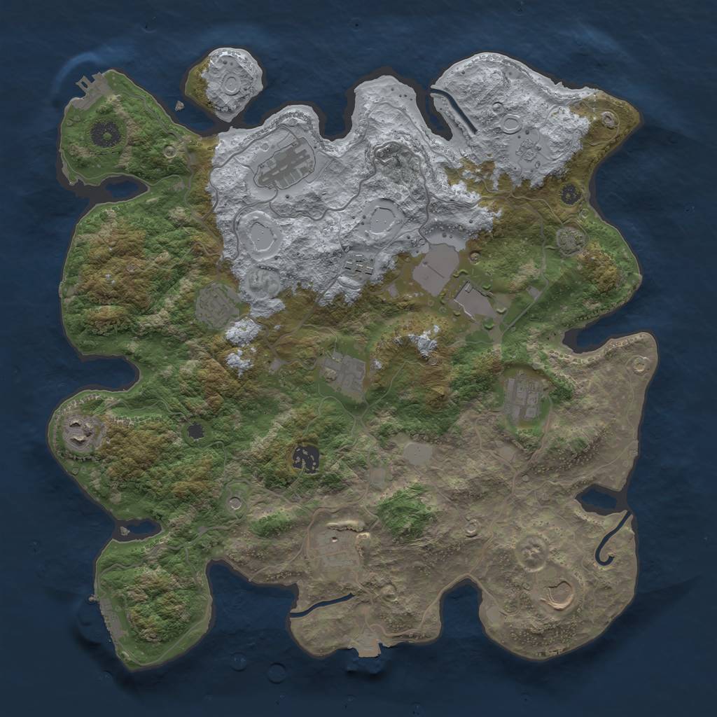Rust Map: Procedural Map, Size: 3750, Seed: 21032024, 18 Monuments