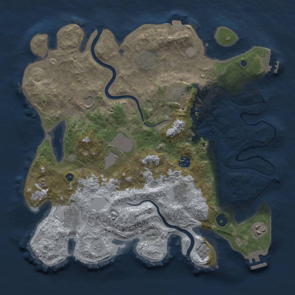Rust Map: Procedural Map, Size: 3750, Seed: 569054, 15 Monuments