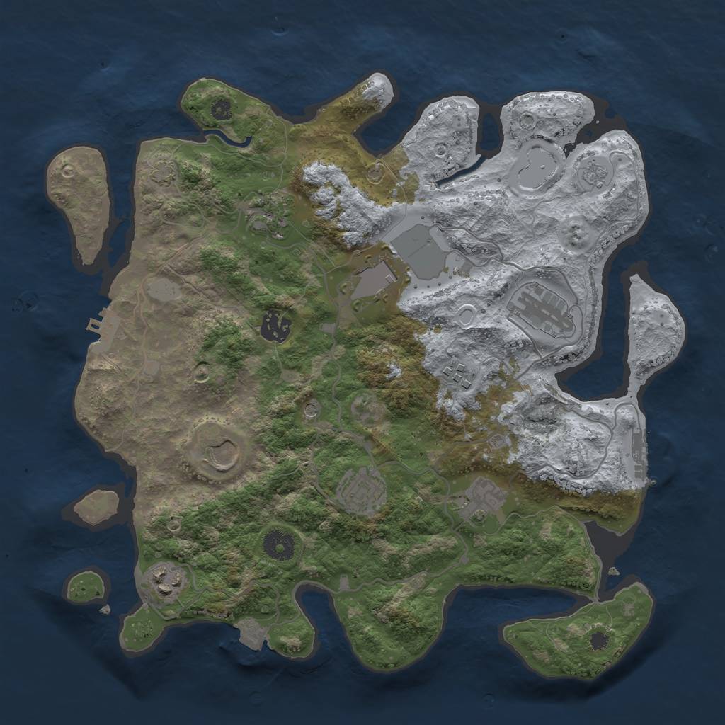Rust Map: Procedural Map, Size: 3500, Seed: 1142621592, 17 Monuments