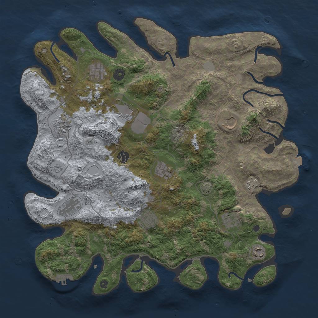 Rust Map: Procedural Map, Size: 4000, Seed: 4209817, 18 Monuments