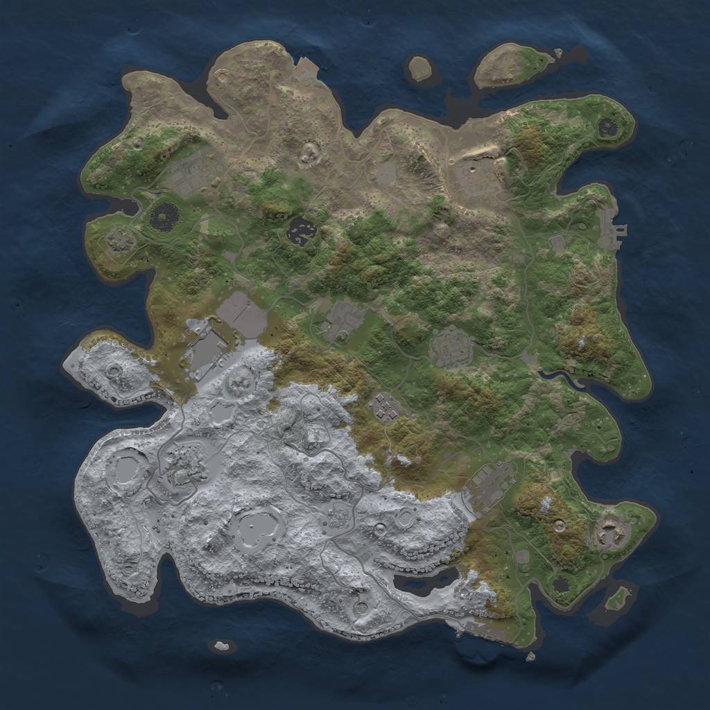 Rust Map: Procedural Map, Size: 3750, Seed: 759383438, 18 Monuments