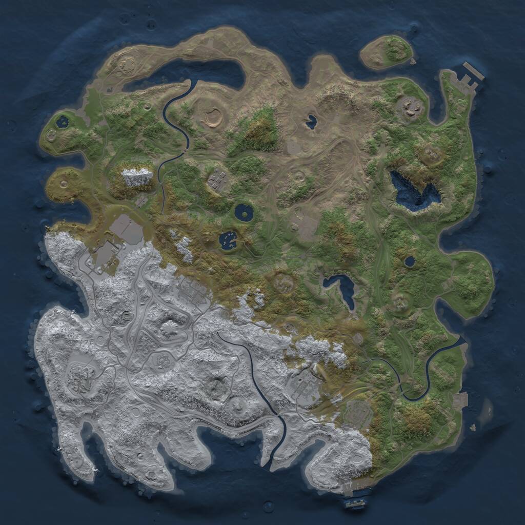 Rust Map: Procedural Map, Size: 4250, Seed: 2007227940, 16 Monuments