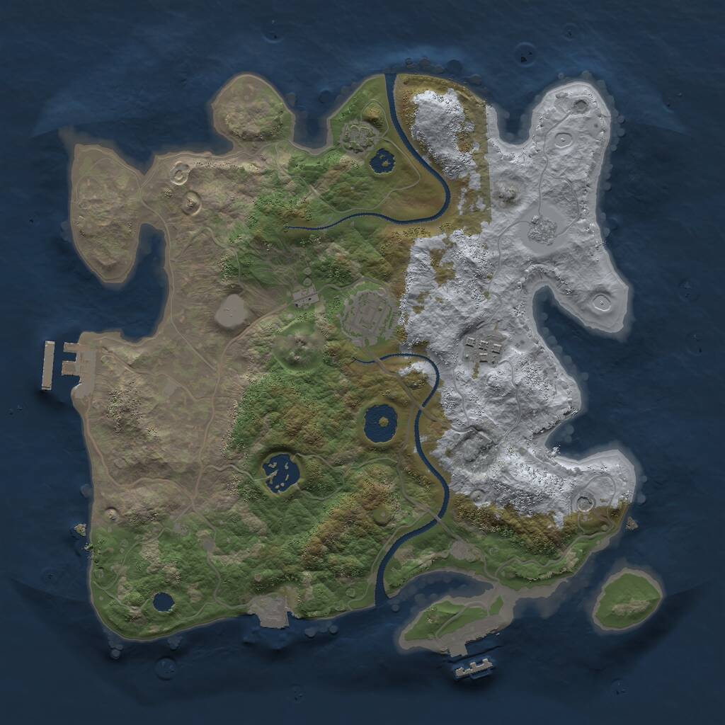 Rust Map: Procedural Map, Size: 3000, Seed: 1461208814, 9 Monuments