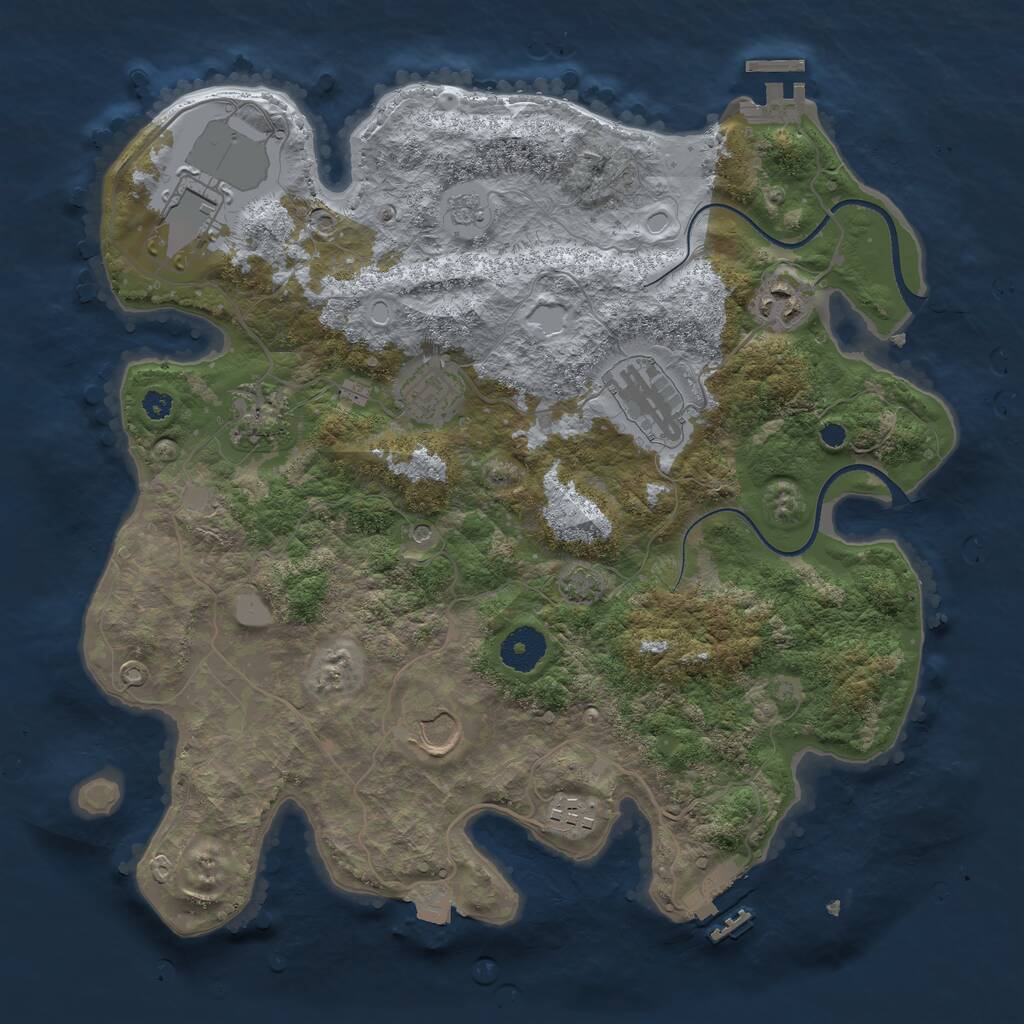 Rust Map: Procedural Map, Size: 3500, Seed: 224555910, 13 Monuments