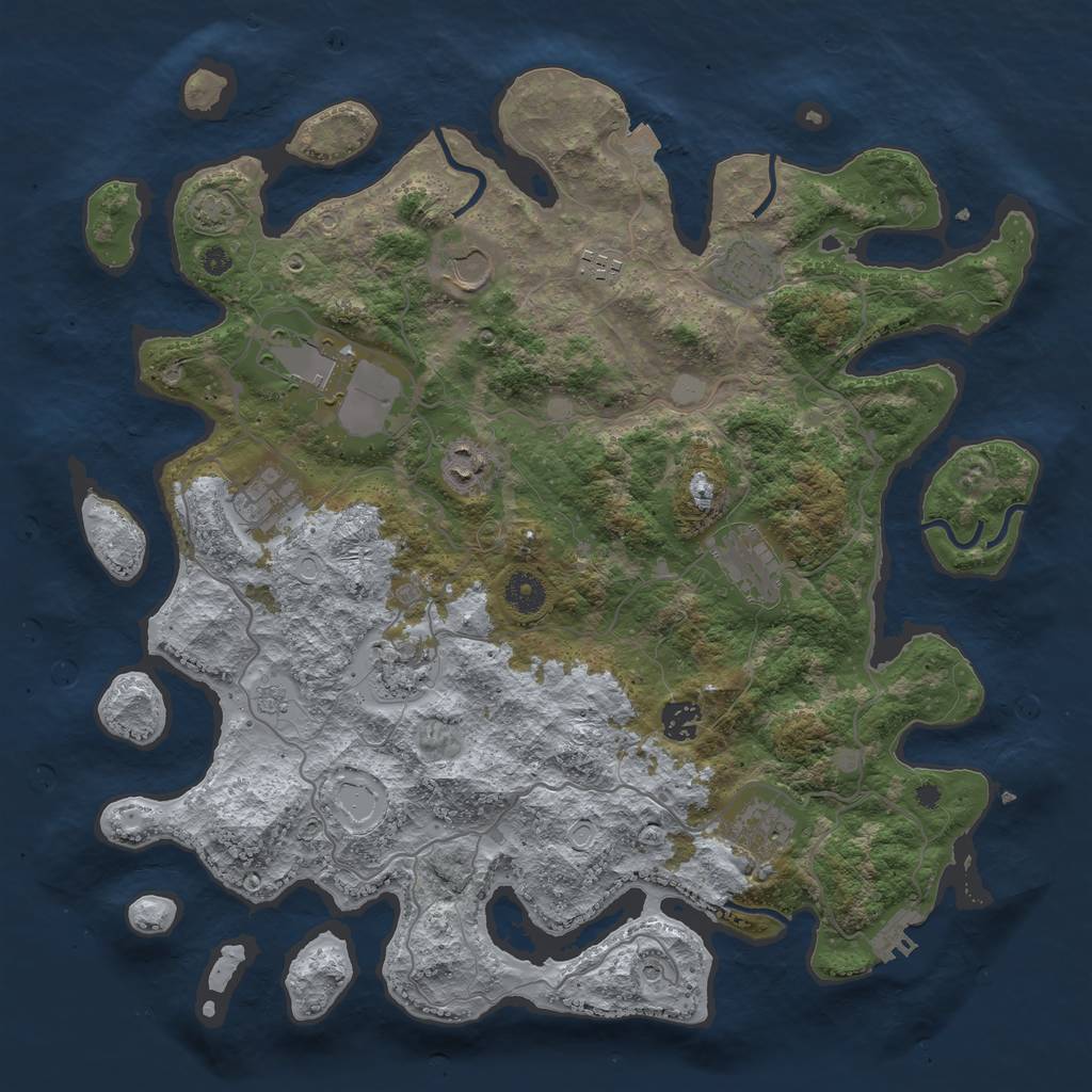 Rust Map: Procedural Map, Size: 4000, Seed: 1785333, 17 Monuments