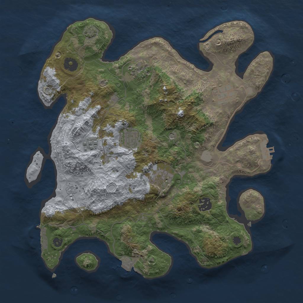 Rust Map: Procedural Map, Size: 3250, Seed: 6879645, 14 Monuments