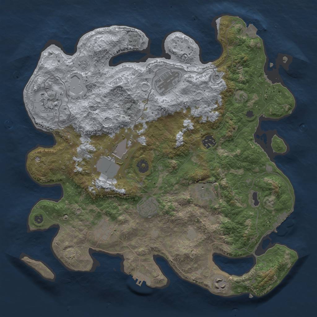 Rust Map: Procedural Map, Size: 3700, Seed: 141806662, 17 Monuments