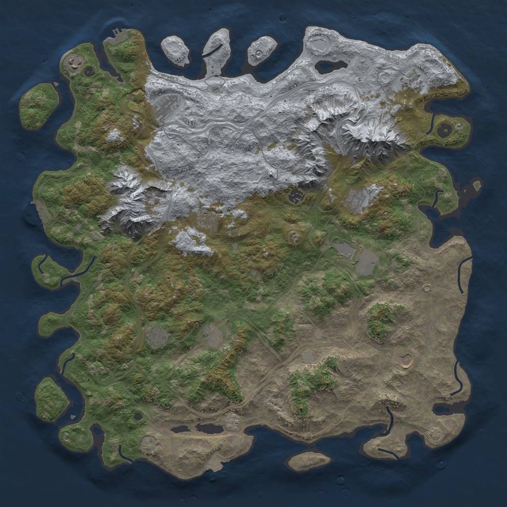 Rust Map: Procedural Map, Size: 5250, Seed: 854752136, 19 Monuments
