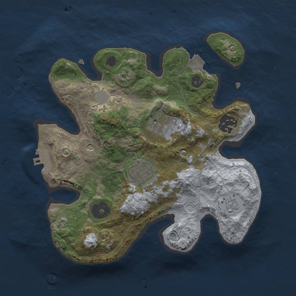 Rust Map: Procedural Map, Size: 2500, Seed: 1677960835, 9 Monuments