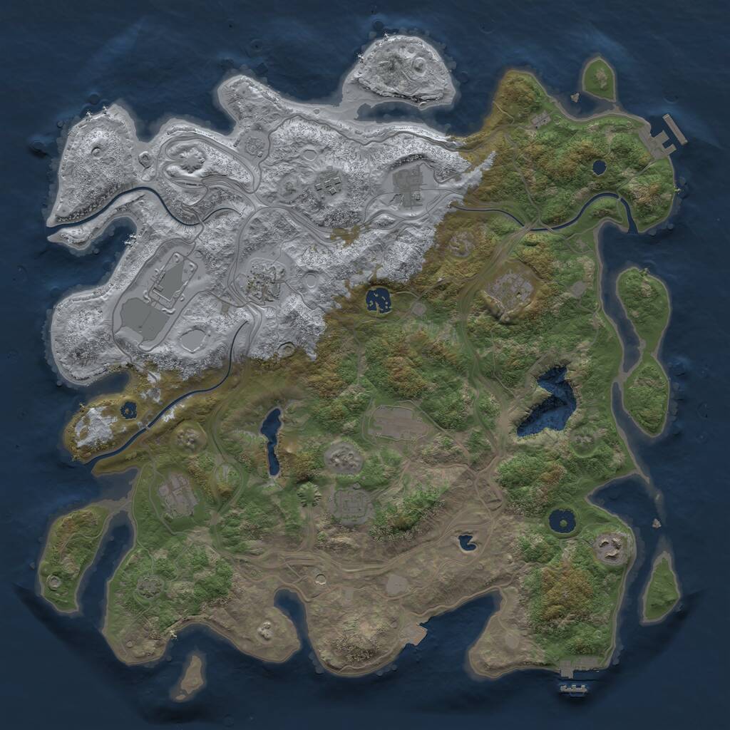 Rust Map: Procedural Map, Size: 4250, Seed: 68853911, 16 Monuments