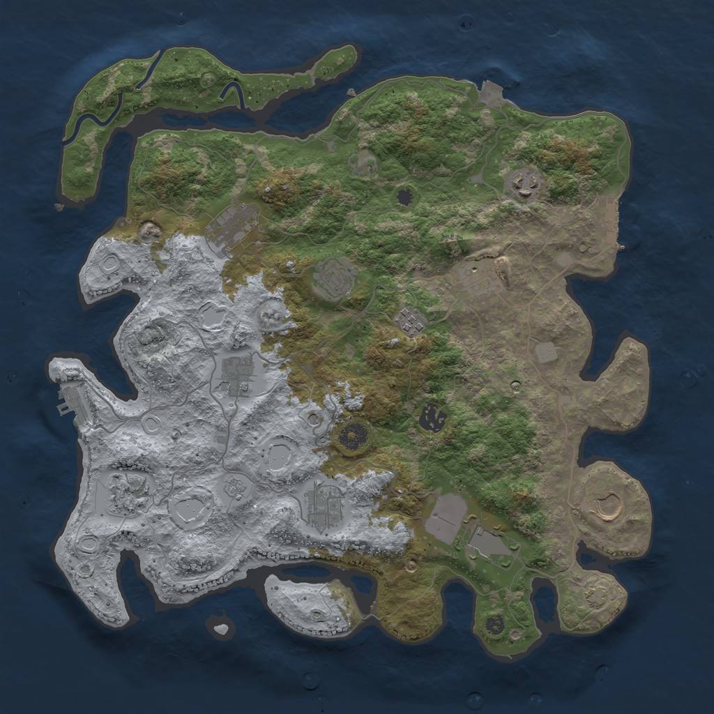 Rust Map: Procedural Map, Size: 3900, Seed: 18486716, 19 Monuments