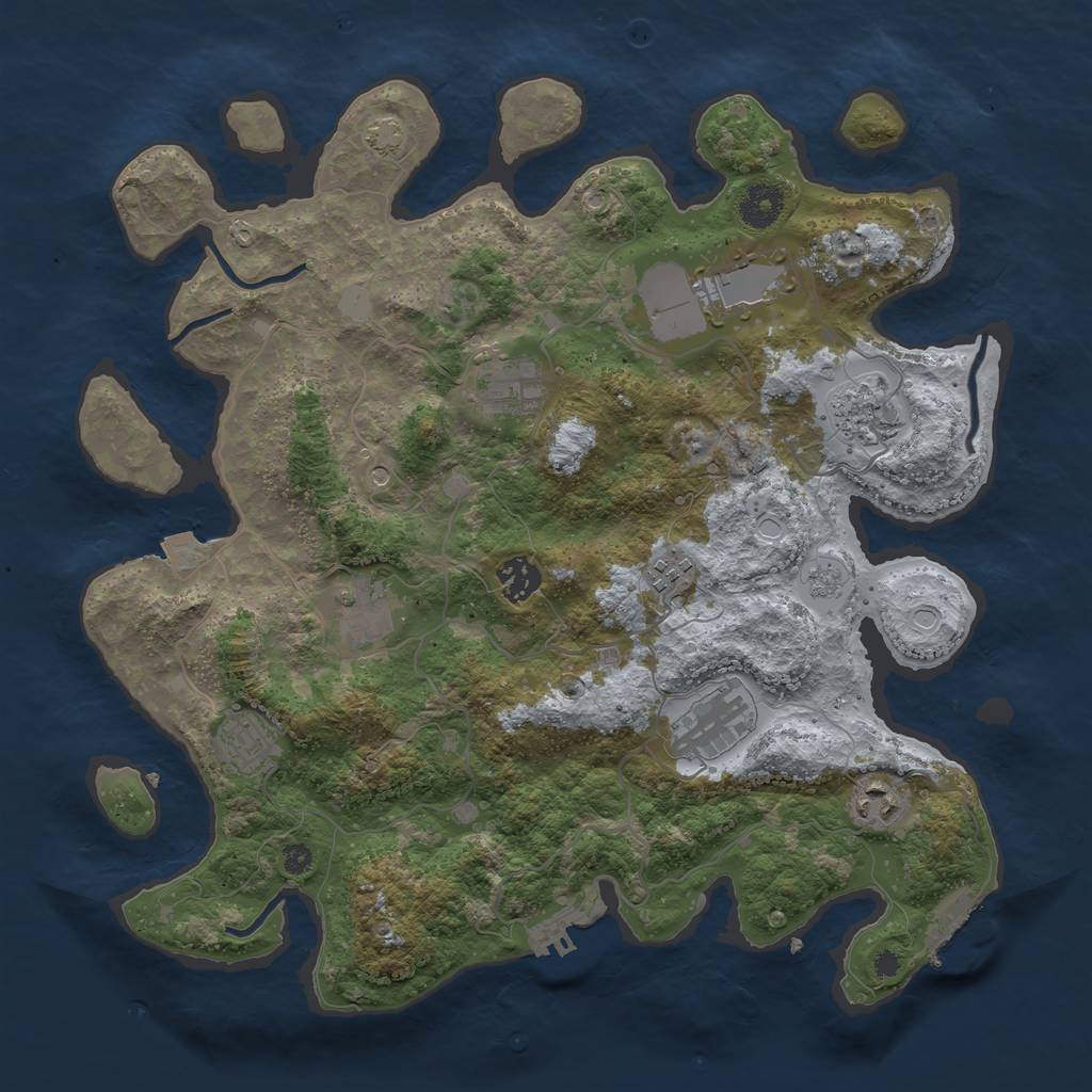 Rust Map: Procedural Map, Size: 3700, Seed: 1335, 17 Monuments