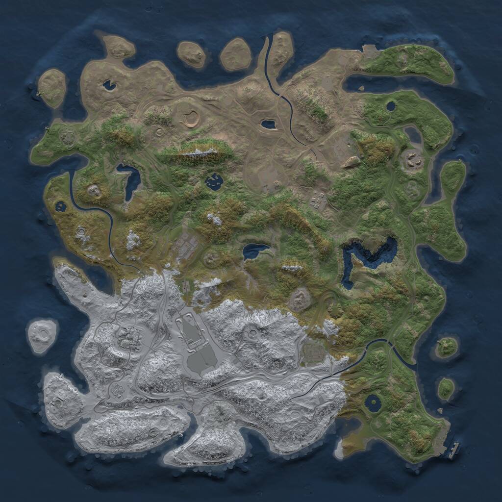 Rust Map: Procedural Map, Size: 4500, Seed: 1238369121, 15 Monuments