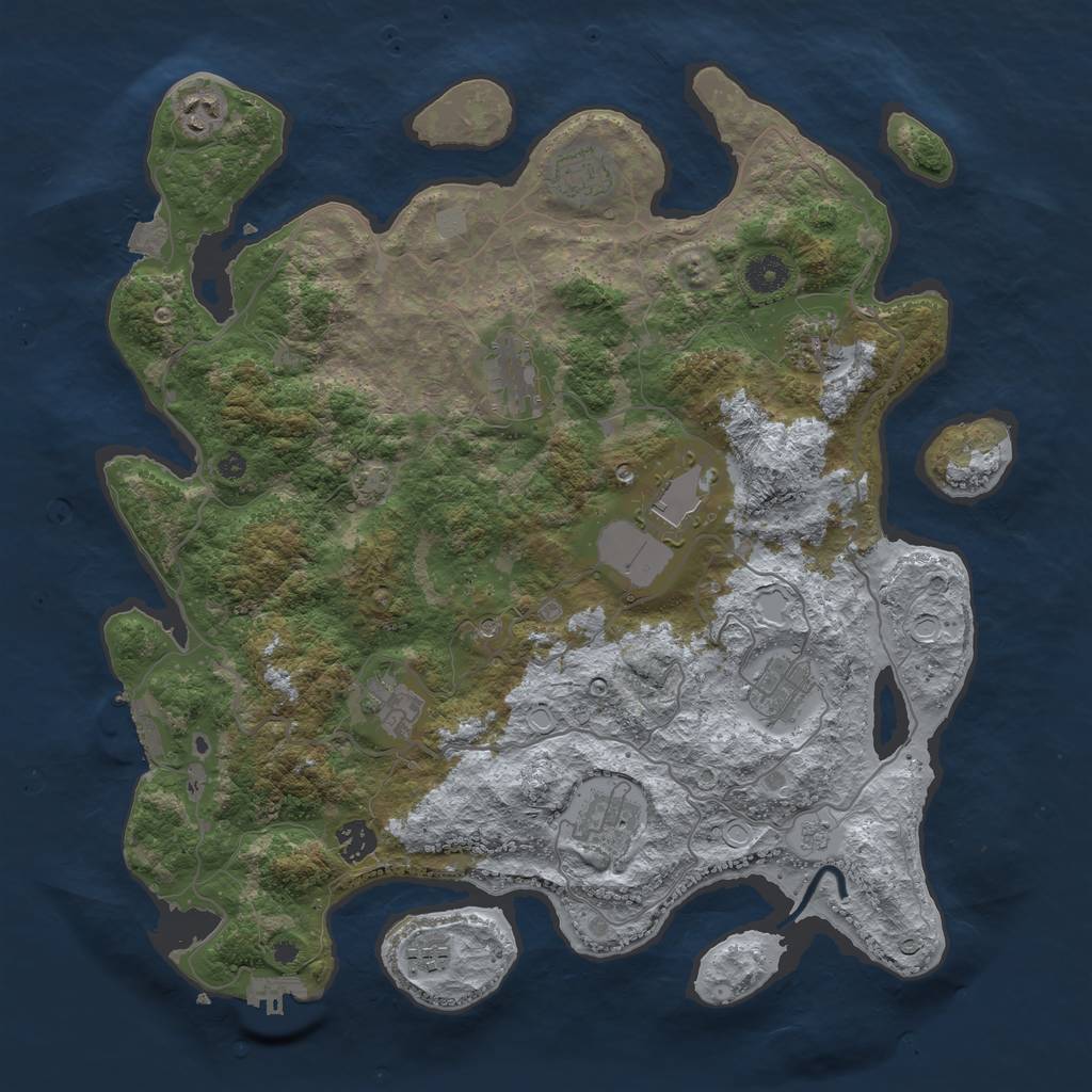 Rust Map: Procedural Map, Size: 4000, Seed: 239936120, 18 Monuments