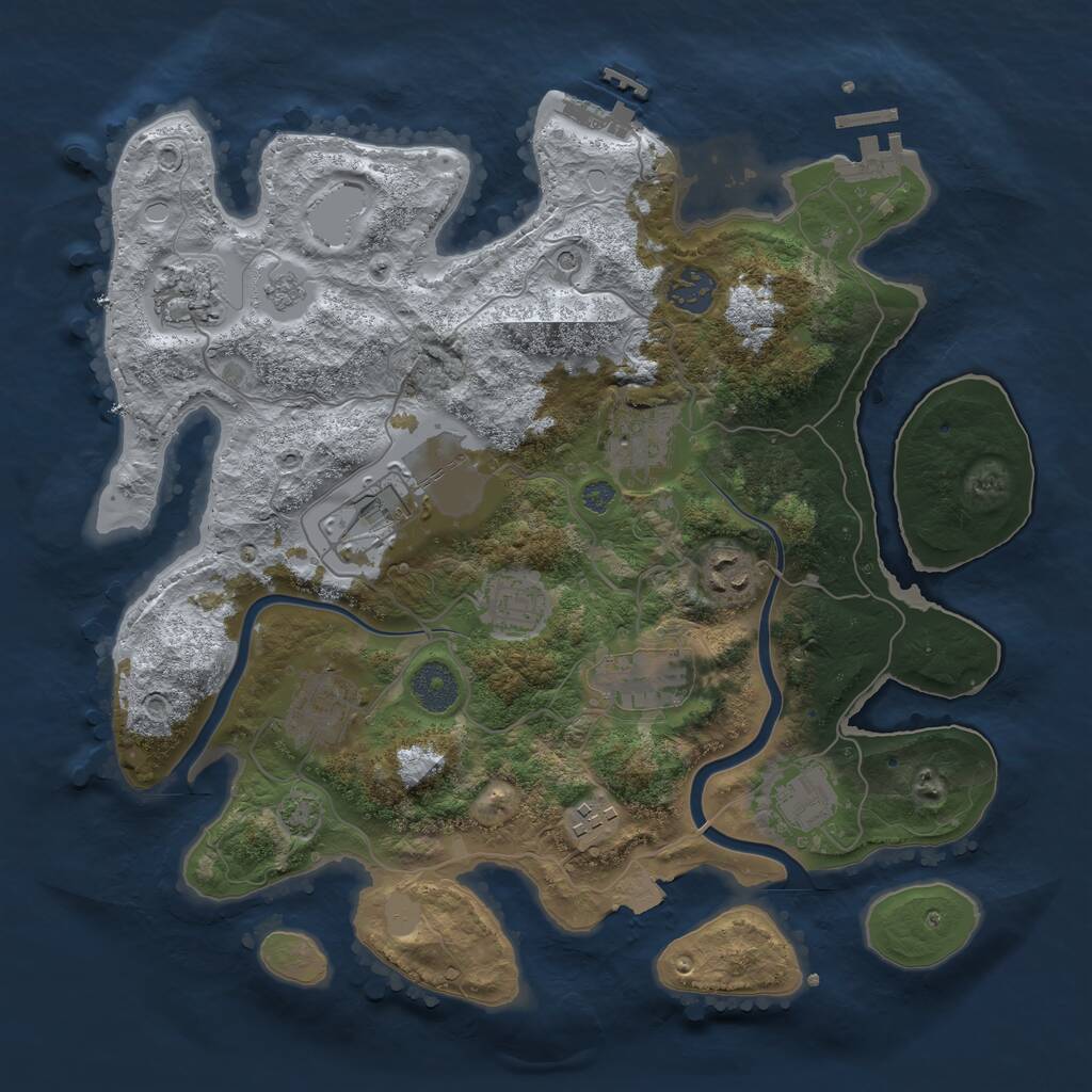Rust Map: Procedural Map, Size: 3500, Seed: 1268681019, 17 Monuments