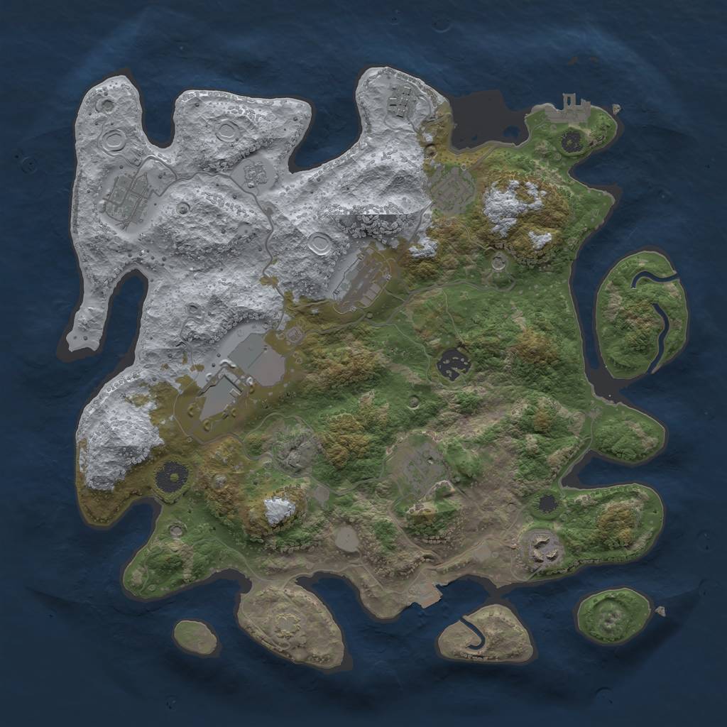 Rust Map: Procedural Map, Size: 3500, Seed: 1268681019, 15 Monuments