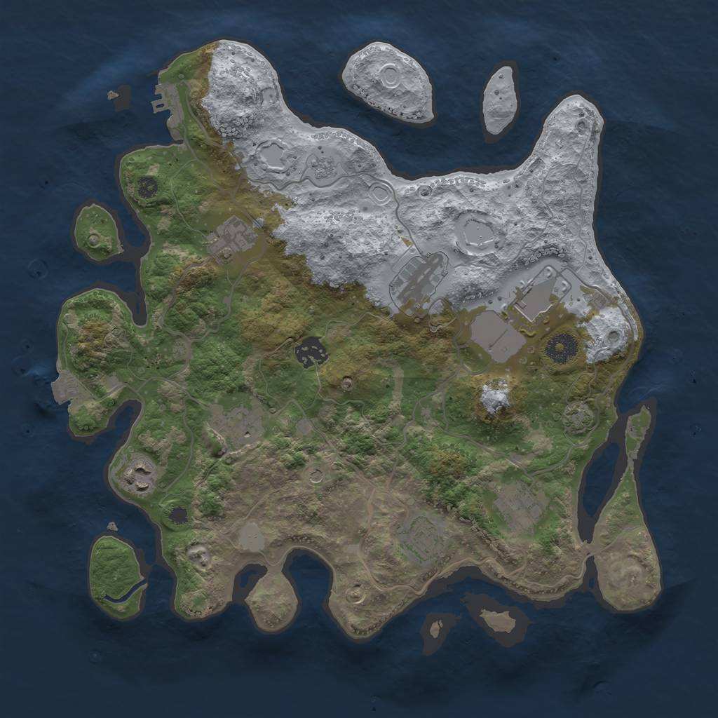 Rust Map: Procedural Map, Size: 3500, Seed: 1219699281, 15 Monuments