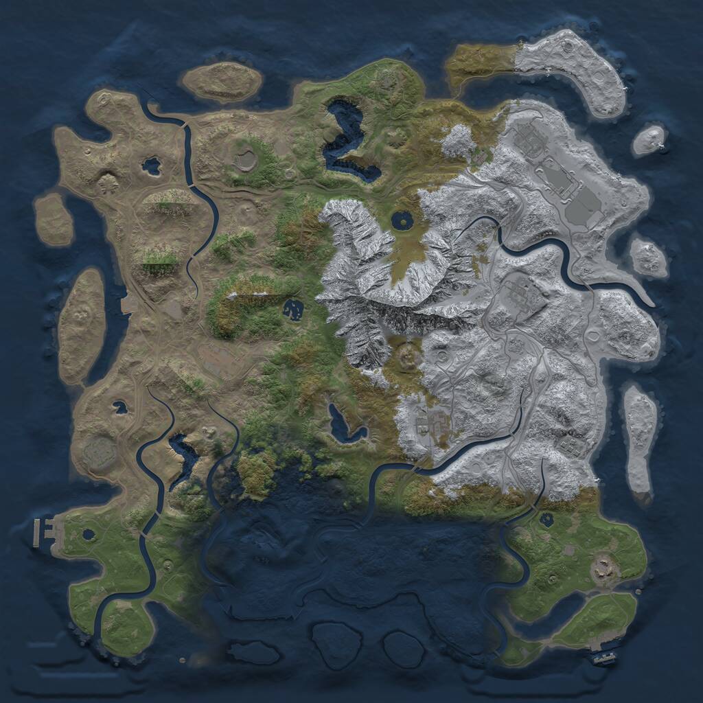 Rust Map: Procedural Map, Size: 5000, Seed: 831145673, 16 Monuments
