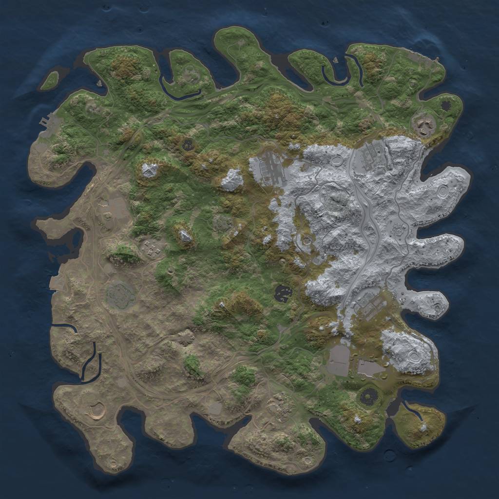 Rust Map: Procedural Map, Size: 4250, Seed: 2094741496, 19 Monuments