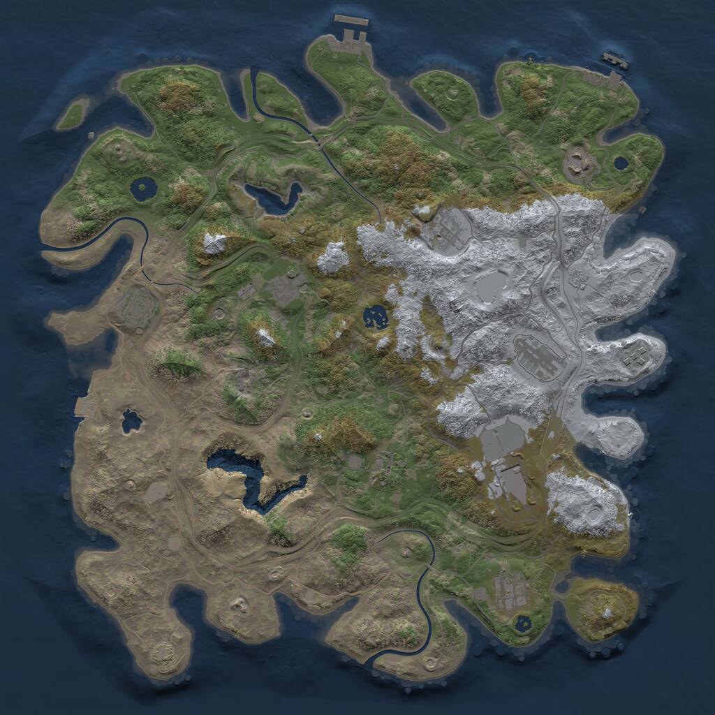 Rust Map: Procedural Map, Size: 4250, Seed: 2094741496, 16 Monuments