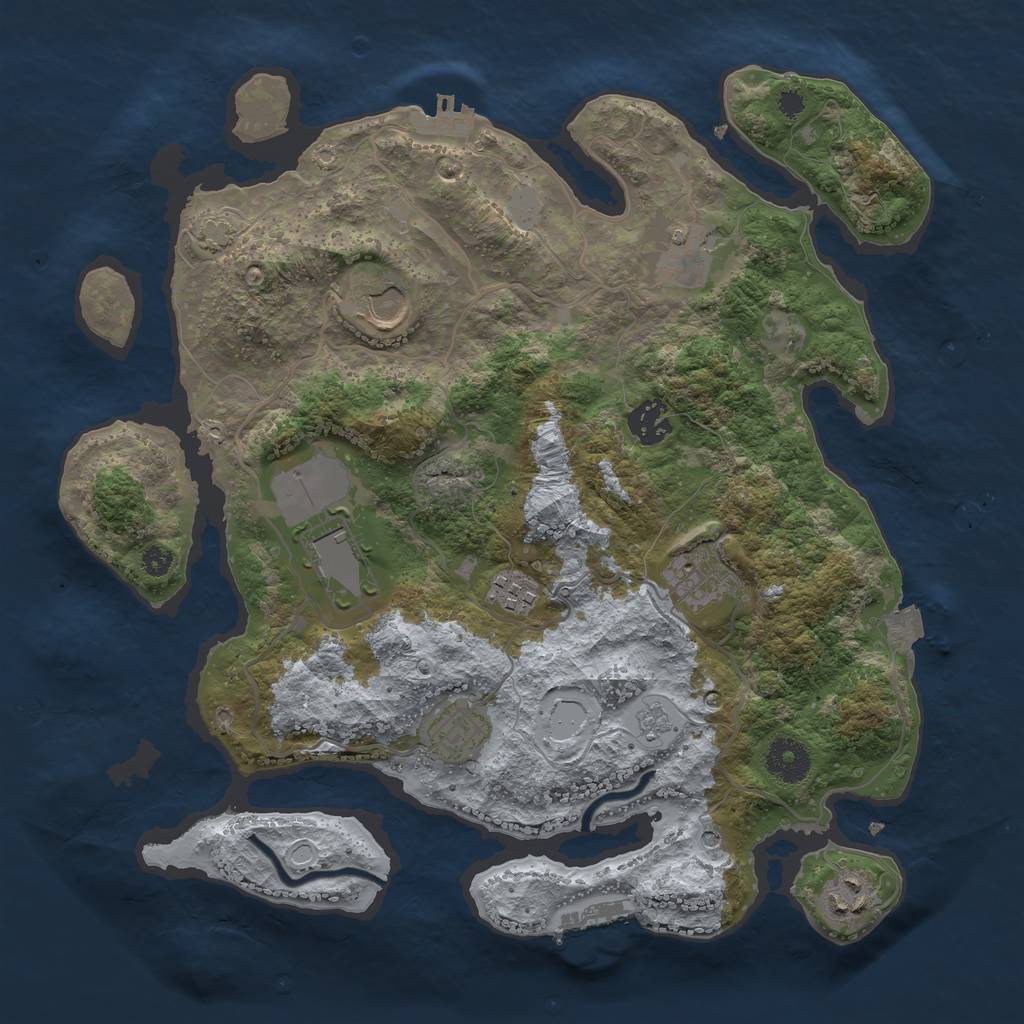 Rust Map: Procedural Map, Size: 3500, Seed: 454511441, 16 Monuments