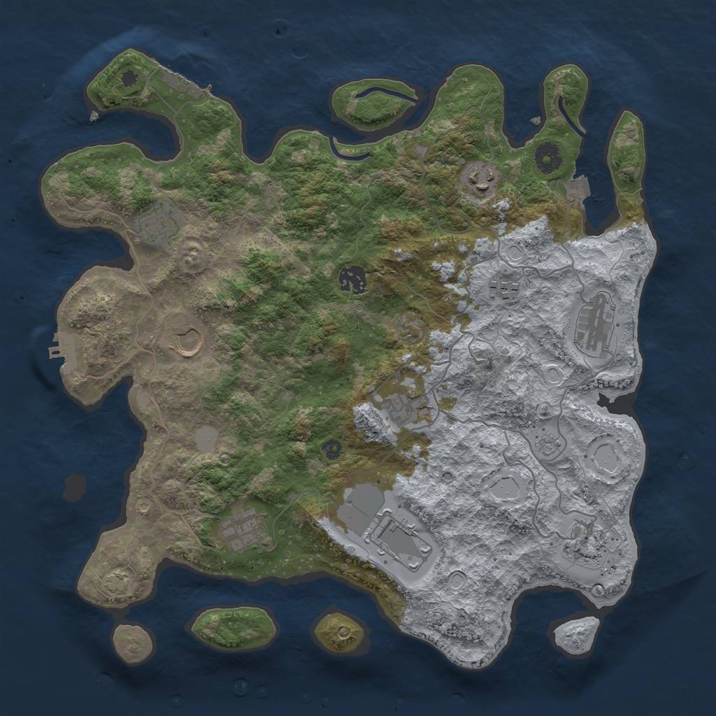 Rust Map: Procedural Map, Size: 3750, Seed: 71043635, 17 Monuments