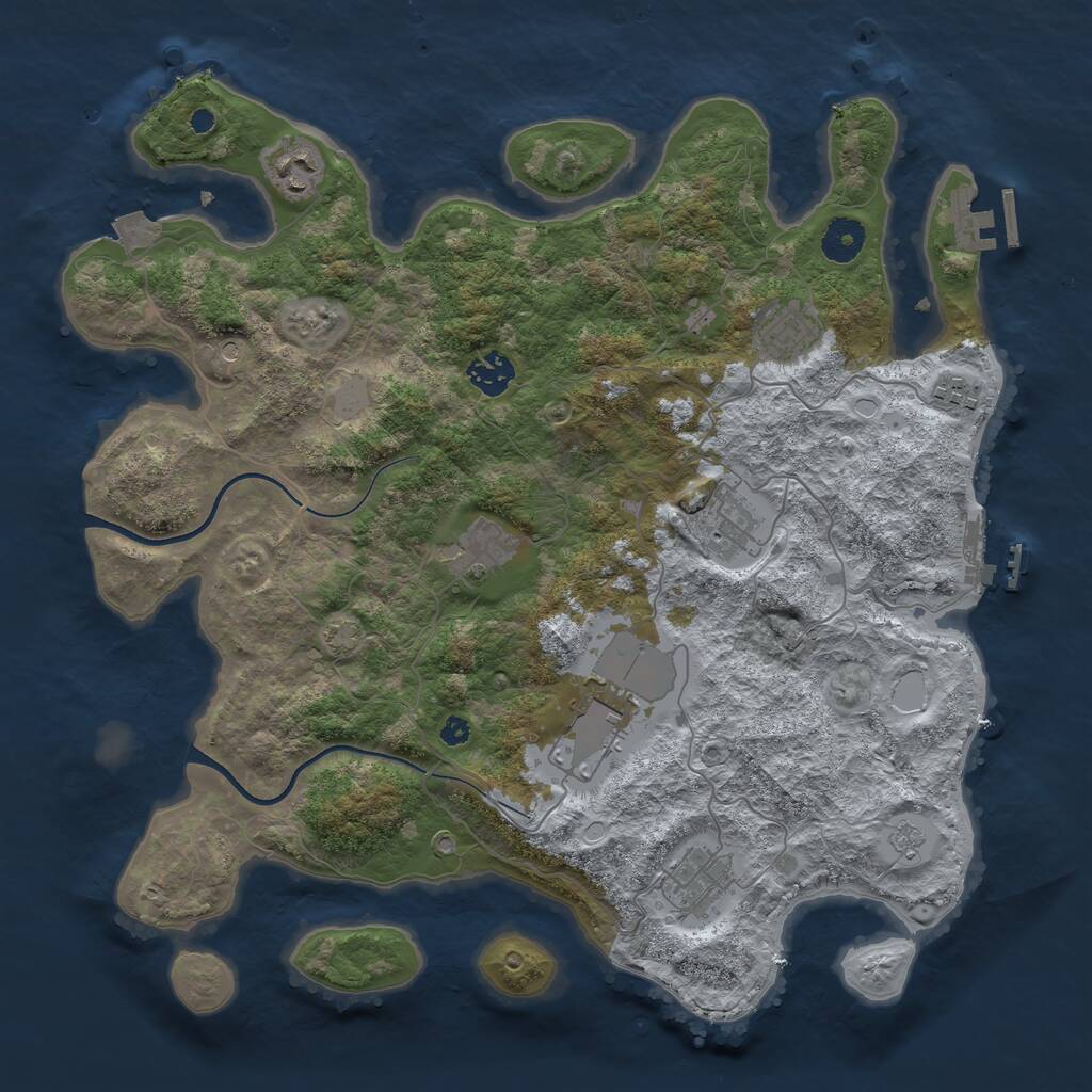 Rust Map: Procedural Map, Size: 3750, Seed: 71043635, 14 Monuments