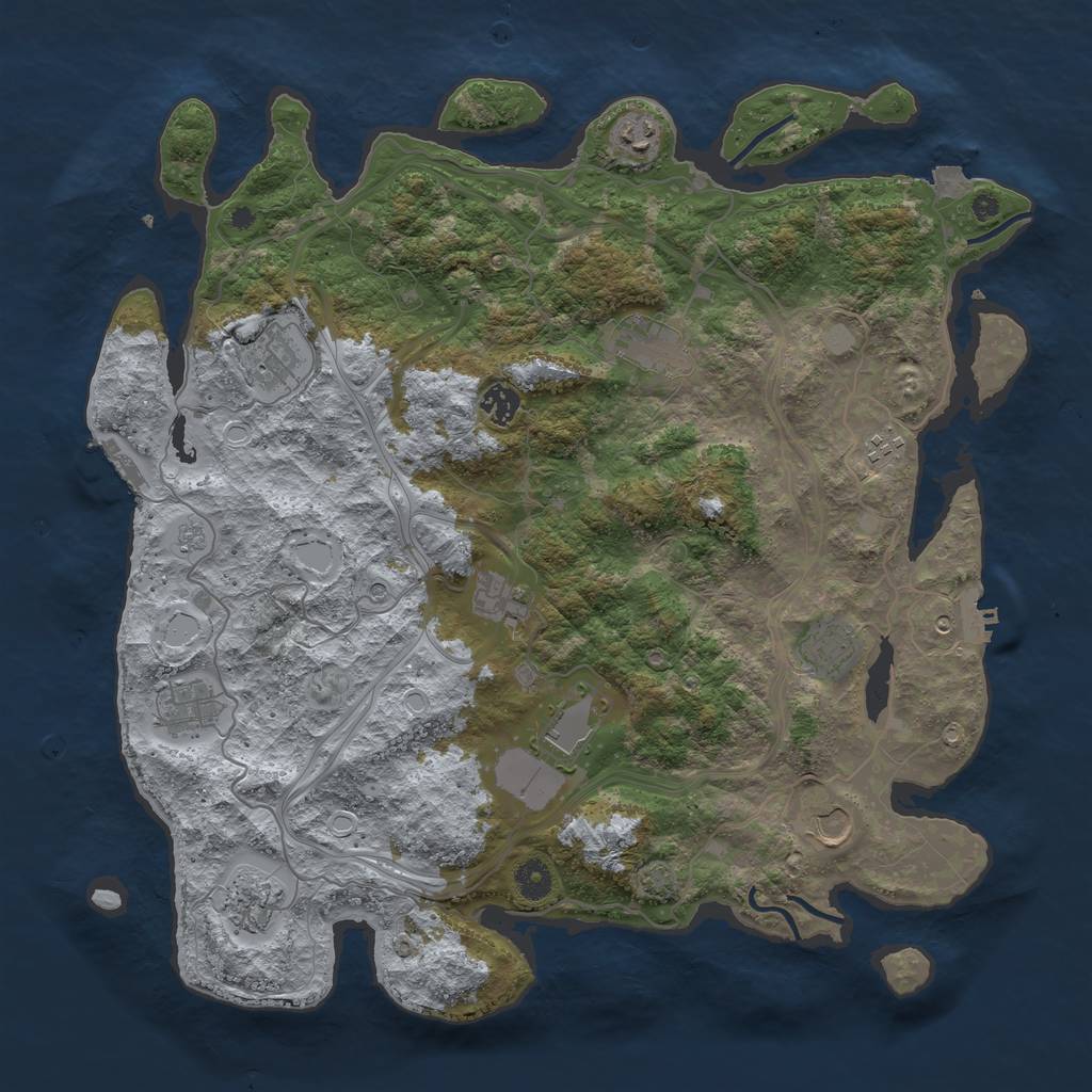 Rust Map: Procedural Map, Size: 4250, Seed: 824783562, 19 Monuments