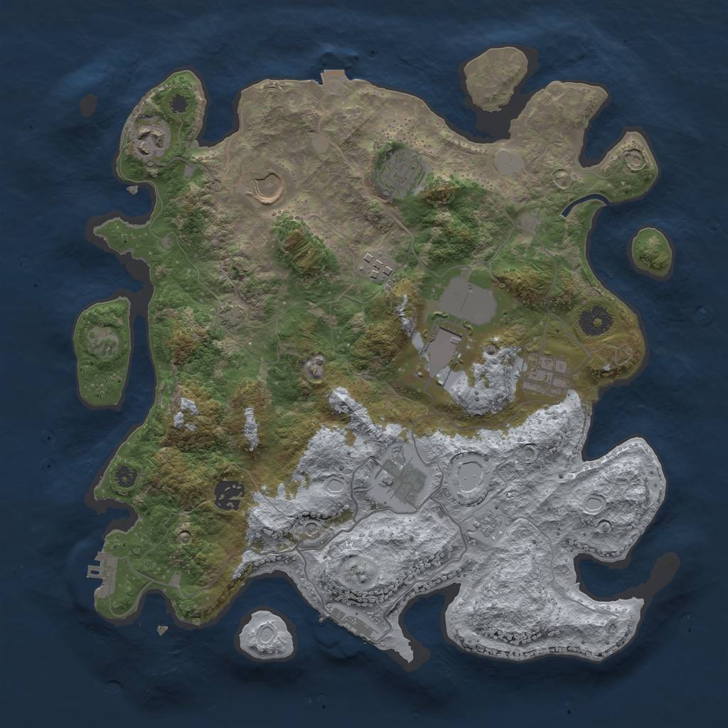 Rust Map: Procedural Map, Size: 3500, Seed: 35649, 16 Monuments