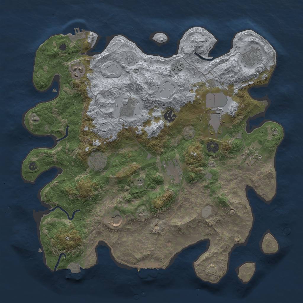 Rust Map: Procedural Map, Size: 3750, Seed: 783833, 18 Monuments