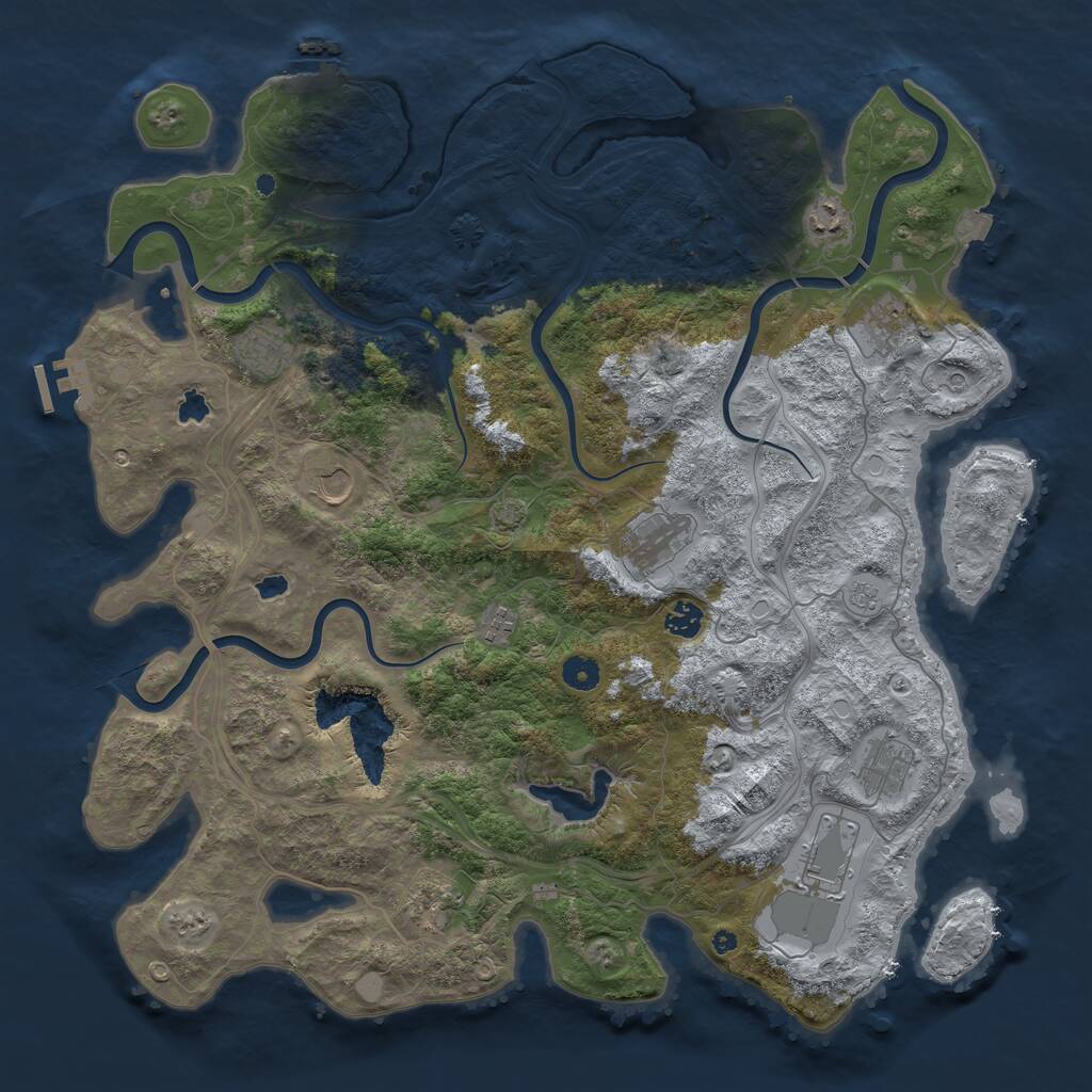 Rust Map: Procedural Map, Size: 4500, Seed: 599598911, 16 Monuments