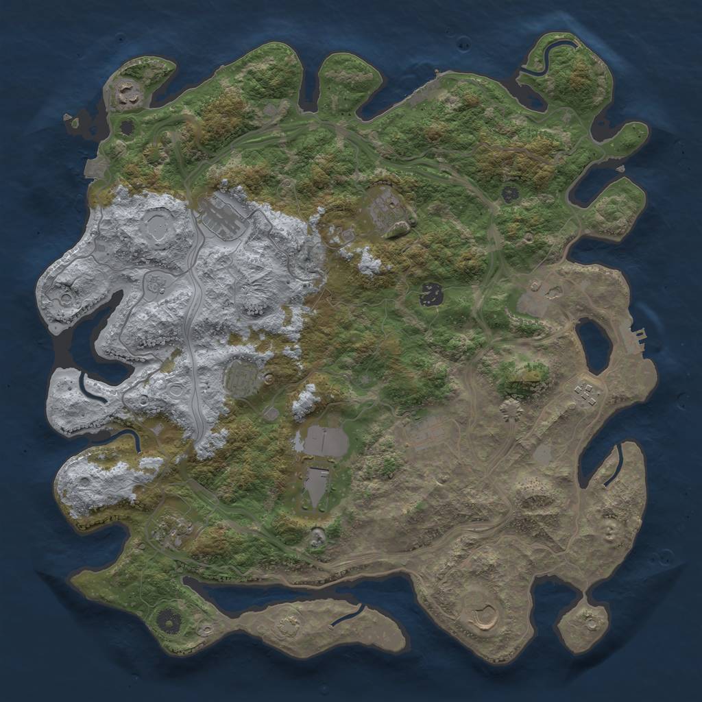 Rust Map: Procedural Map, Size: 4250, Seed: 2102214173, 19 Monuments